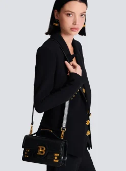 Women Balmain B-Buzz Shoulder 24 Bag In Grid-embossed Calfskin