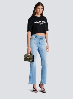 Balmain B-Buzz Shoulder 24 Leather And Canvas Bag