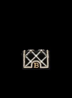 Women Balmain B-Buzz Velvet And Pearl Card Holder