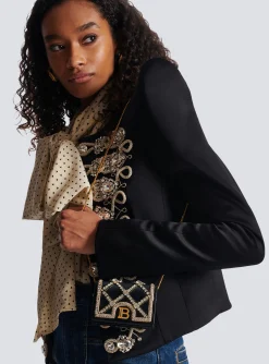 Women Balmain B-Buzz Velvet And Pearl Card Holder