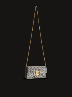 Women Balmain B-Buzz Wallet In Embossed Calfskin With A PB Labyrinth Monogram