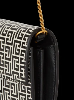 Women Balmain B-Buzz Wallet In Embossed Calfskin With A PB Labyrinth Monogram
