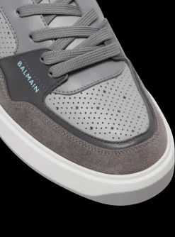 Balmain B-Court Flip Perforated Leather Trainers