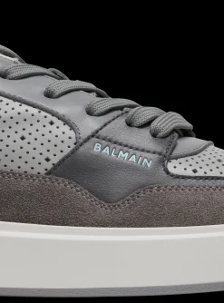 Balmain B-Court Flip Perforated Leather Trainers