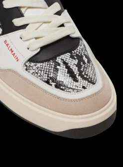 Balmain B-Court Flip Snakeskin-effect Leather And Suede Trainers