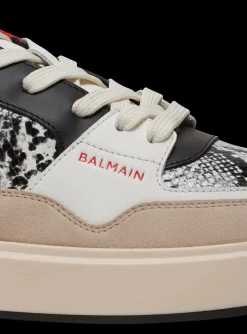 Balmain B-Court Flip Snakeskin-effect Leather And Suede Trainers