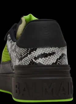 Balmain B-Court Flip Snakeskin-effect Leather And Mesh Trainers