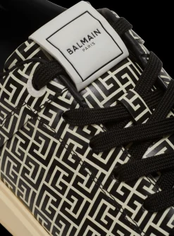 Balmain B-Court Flip Trainers In Monogrammed PB Labyrinth Calfskin