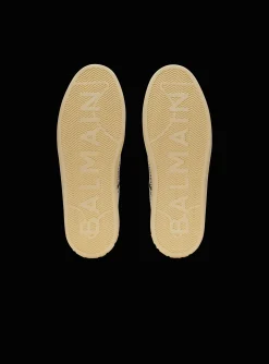 Balmain B-Court Flip Trainers In Monogrammed PB Labyrinth Calfskin