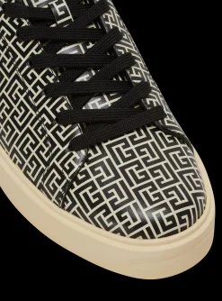 Balmain B-Court Flip Trainers In Monogrammed PB Labyrinth Calfskin
