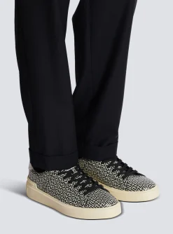 Balmain B-Court Flip Trainers In Monogrammed PB Labyrinth Calfskin