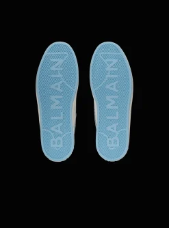 Balmain B-Court Flip Trainers In Monogrammed PB Labyrinth Denim