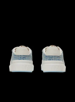 Balmain B-Court Flip Trainers In Monogrammed PB Labyrinth Denim