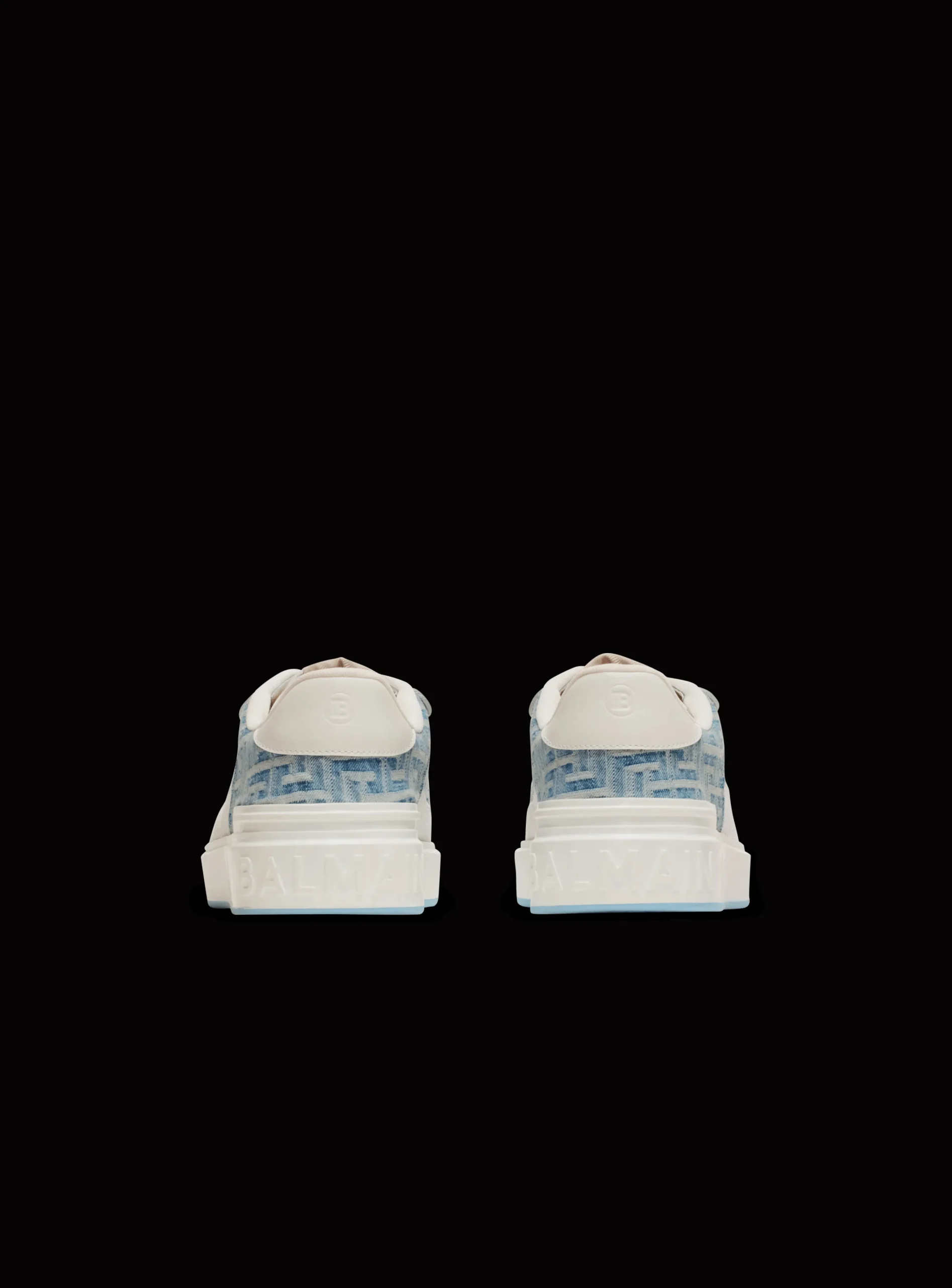 Women Balmain B-Court Flip Trainers In Monogrammed PB Labyrinth Denim