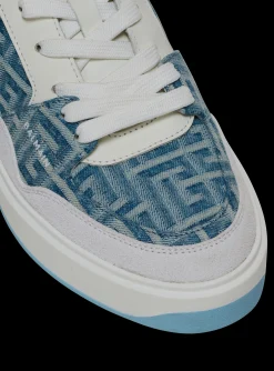 Women Balmain B-Court Flip Trainers In Monogrammed PB Labyrinth Denim
