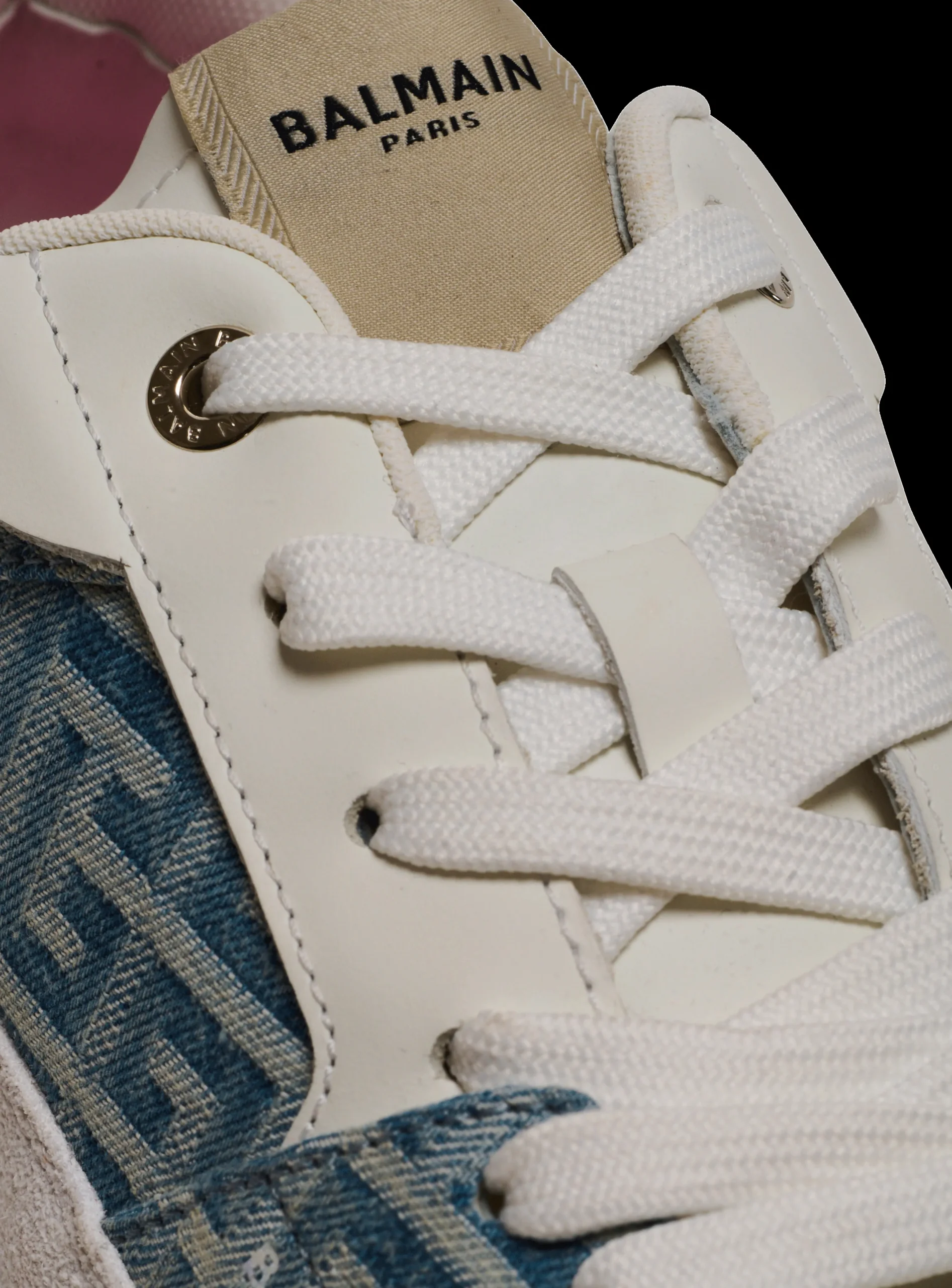 Women Balmain B-Court Flip Trainers In Monogrammed PB Labyrinth Denim