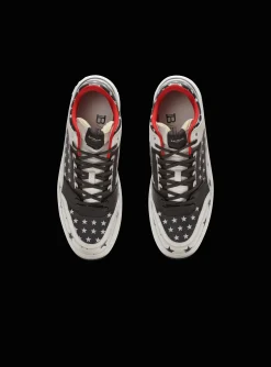Balmain B-Court Mid Top Star Print Leather Trainers