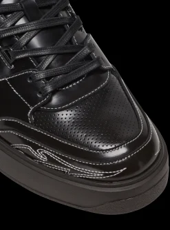 Balmain B-Court Mid Top Western Glazed Leather Trainers