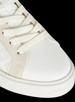 Women Balmain B-Court Monogrammed Nylon And Leather Trainers