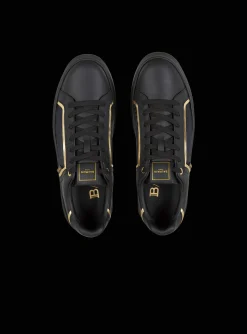 Balmain B-Court Monogrammed Nylon And Leather Trainers