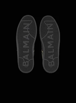 Balmain B-Court Monogrammed Nylon And Leather Trainers