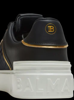 Women Balmain B-Court Monogrammed Nylon And Leather Trainers
