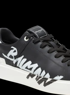 Balmain B-Court Printed Leather Trainers