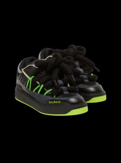 Balmain B-Court Puffy Skate Trainers In Calfskin And Suede