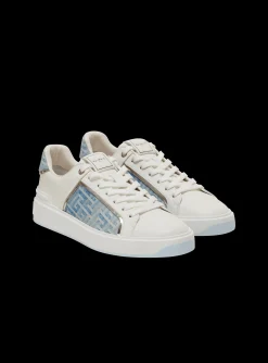 Balmain B-Court Trainers In Leather And Denim