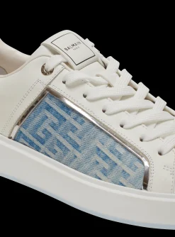 Balmain B-Court Trainers In Leather And Denim