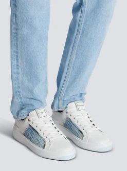 Balmain B-Court Trainers In Leather And Denim