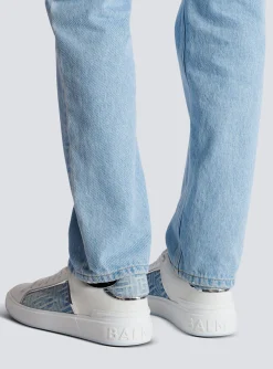 Balmain B-Court Trainers In Leather And Denim