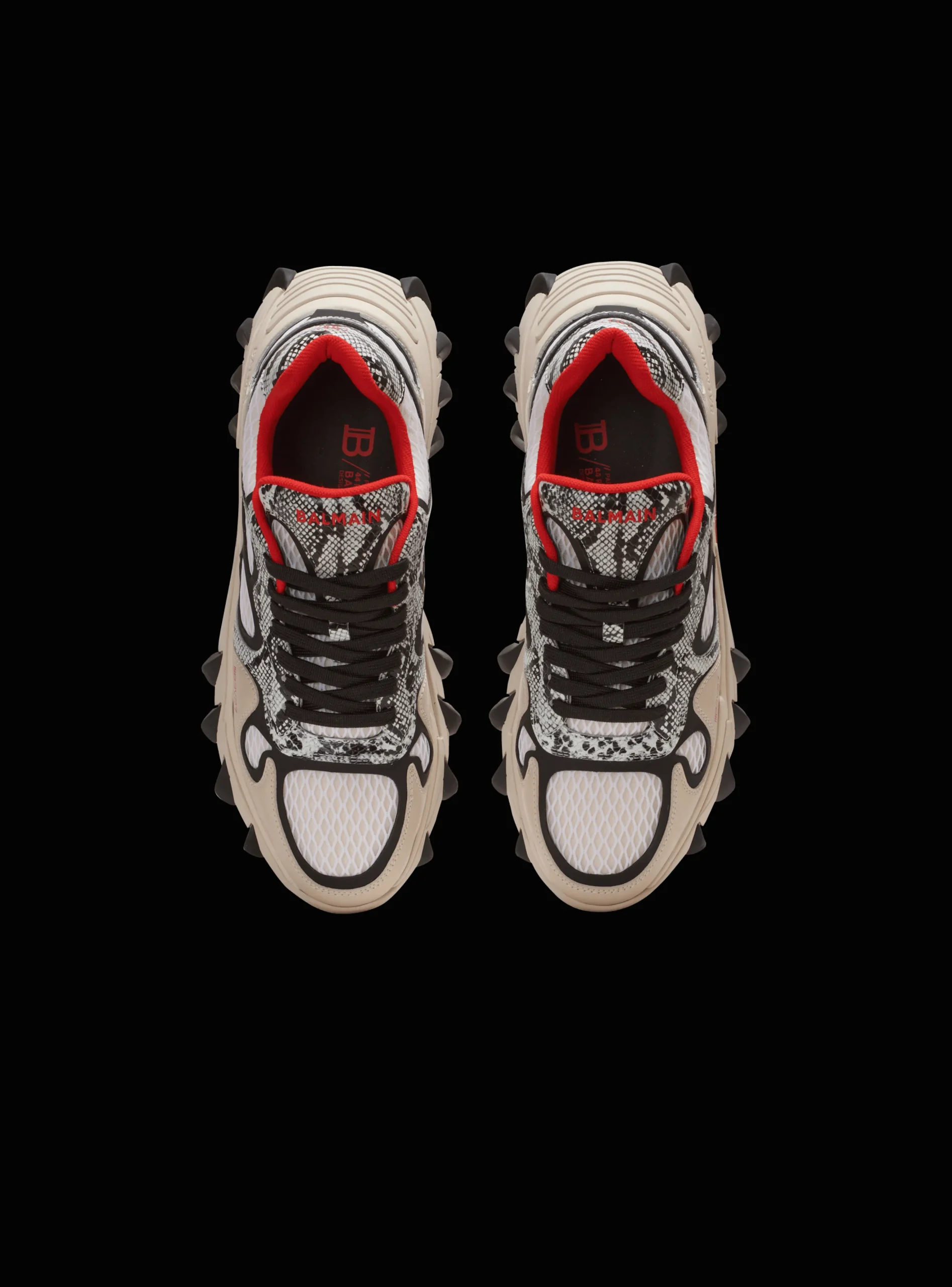 Balmain B-East Mesh And Snakeskin-effect Leather Trainers