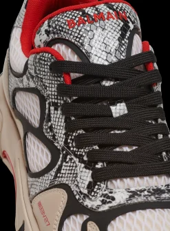 Balmain B-East Mesh And Snakeskin-effect Leather Trainers