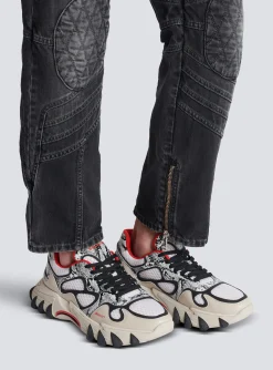 Balmain B-East Mesh And Snakeskin-effect Leather Trainers