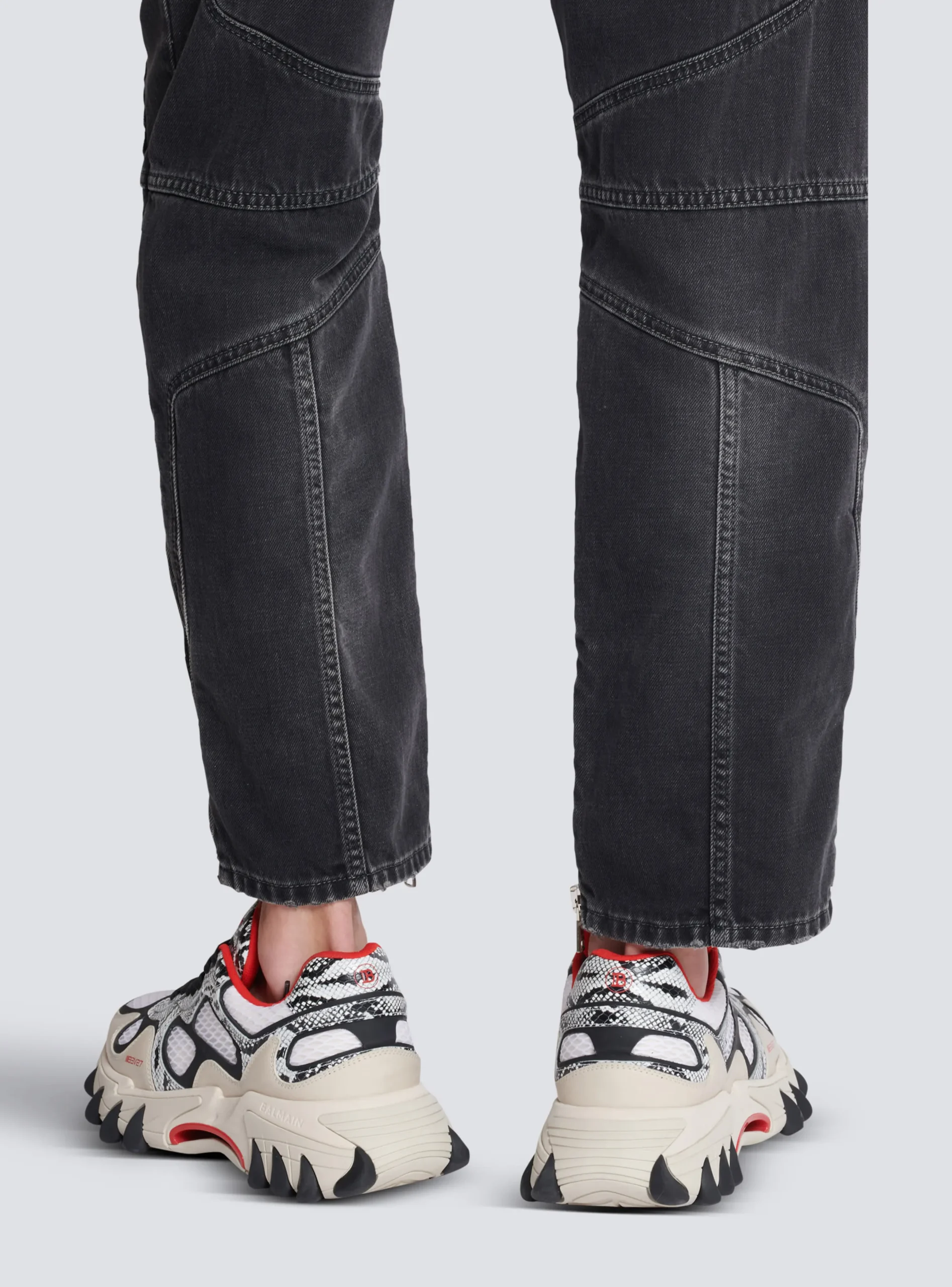 Balmain B-East Mesh And Snakeskin-effect Leather Trainers