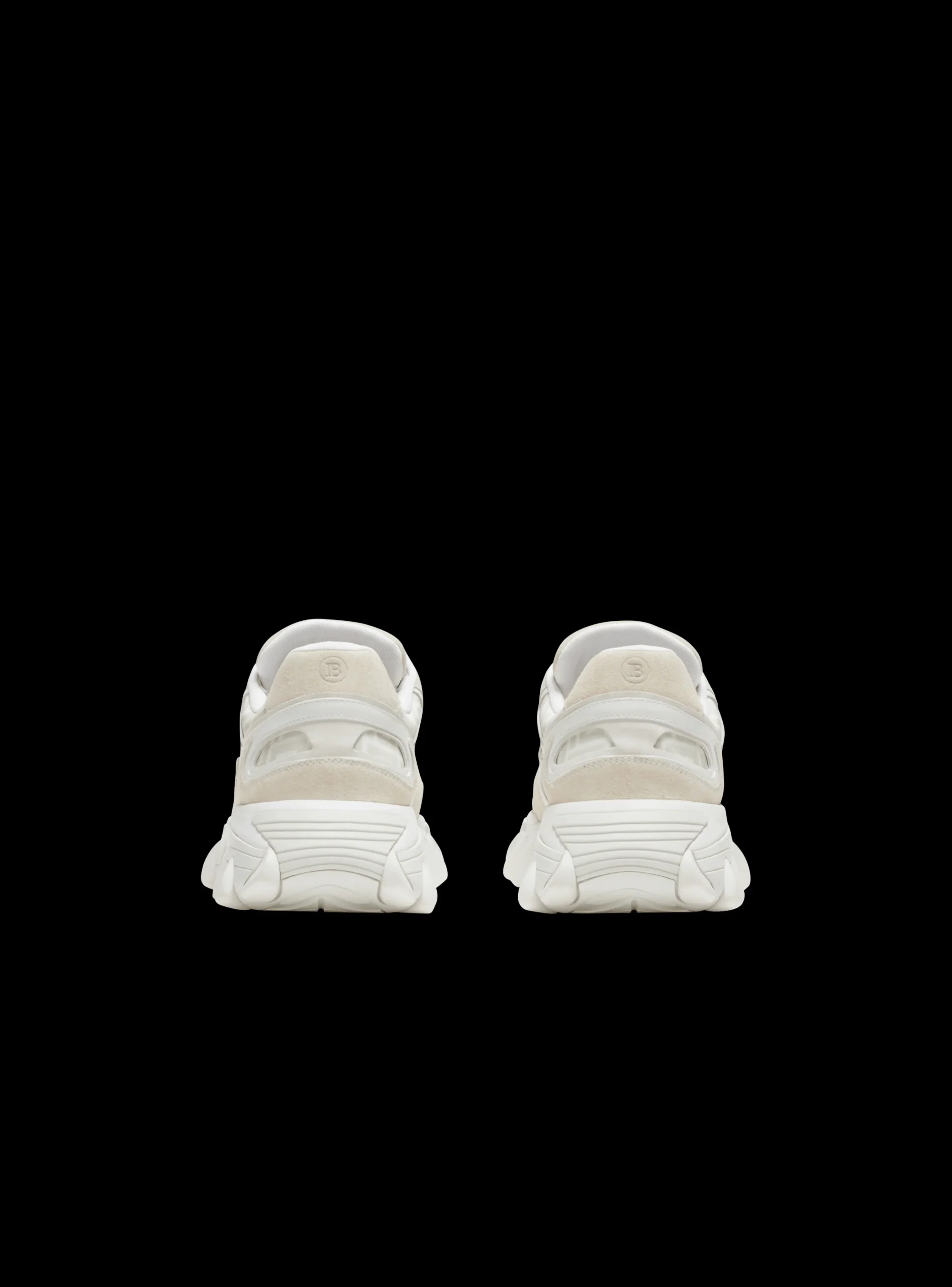 Women Balmain B-East Monogrammed Nylon And Leather Trainers