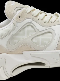 Women Balmain B-East Monogrammed Nylon And Leather Trainers