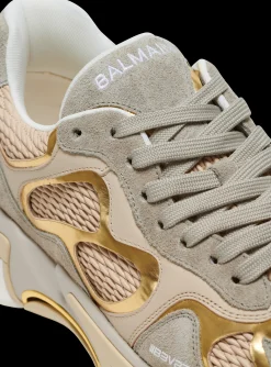 Balmain B-East Trainers In Leather, Suede And Mesh