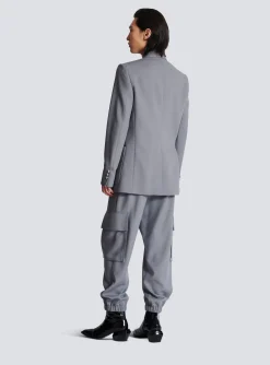 Balmain Belted Asymmetrical Jacket In Double Crepe