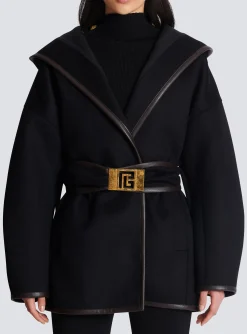 Women Balmain Belted Wool Coat
