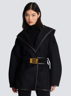 Women Balmain Belted Wool Coat