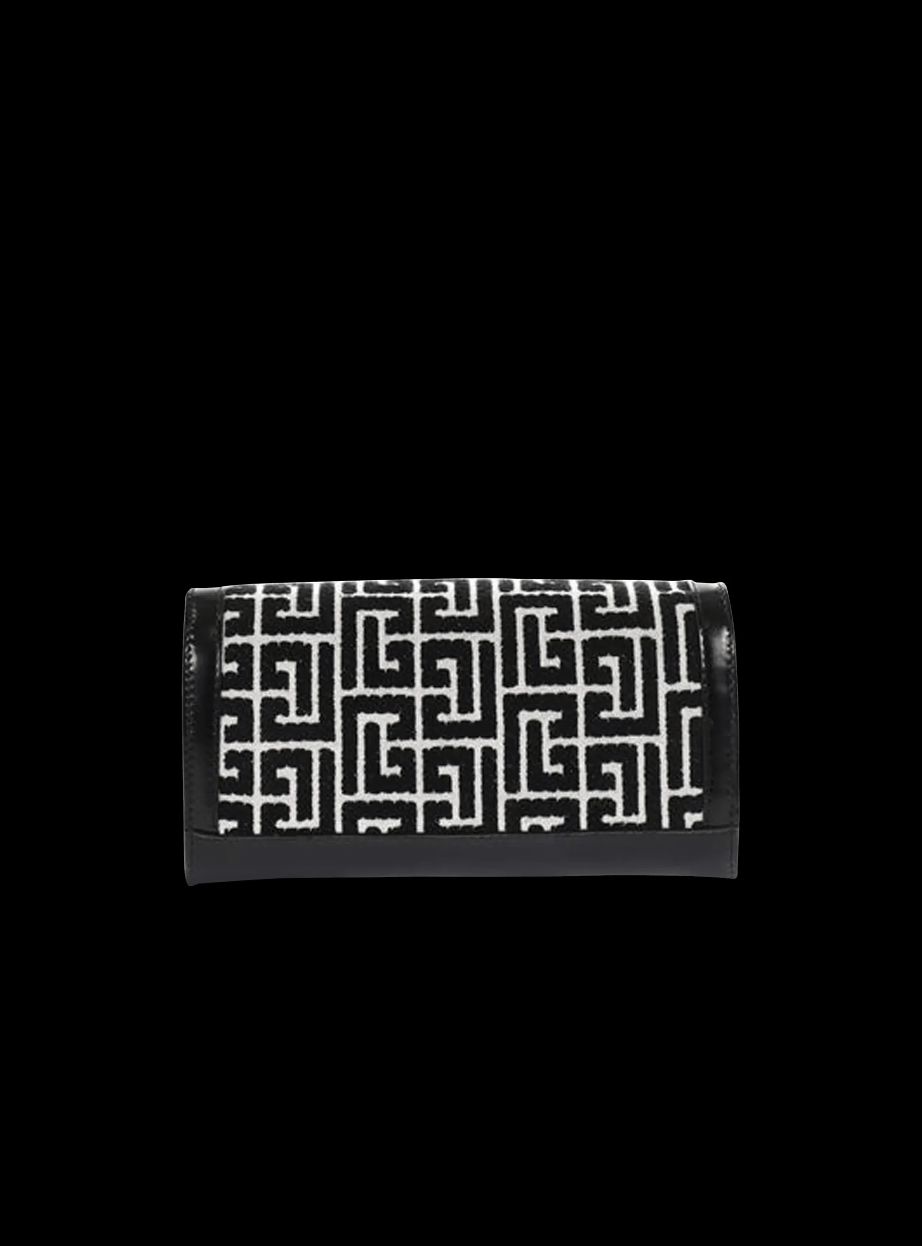 Women Balmain Bicolor Jacquard 1945 Wallet With Chain