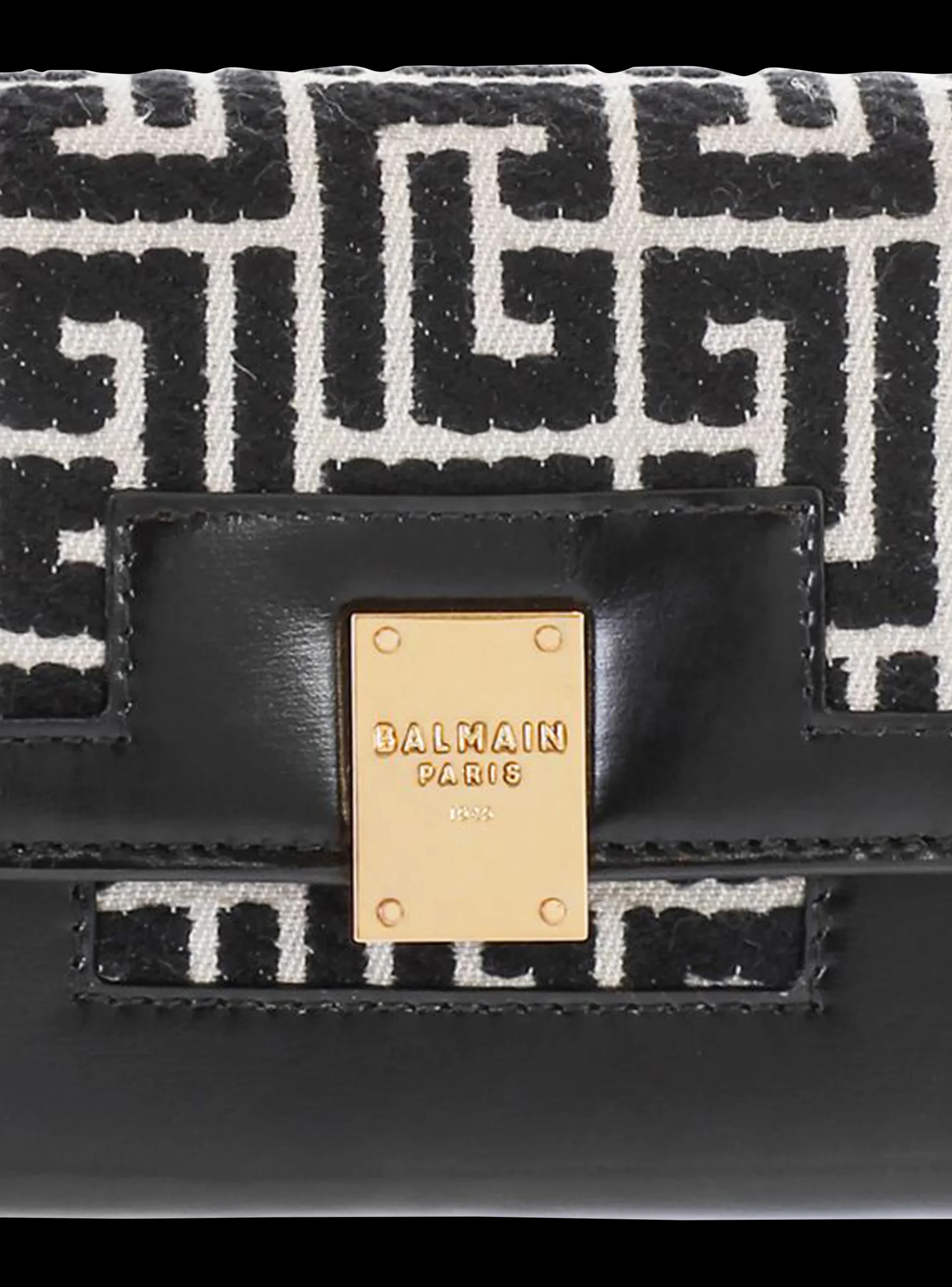 Women Balmain Bicolor Jacquard 1945 Wallet With Chain