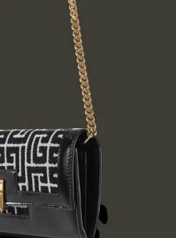 Women Balmain Bicolor Jacquard 1945 Wallet With Chain