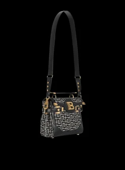 Women Balmain Bicolor Jacquard B-Buzz 23 Bag With Leather Panel