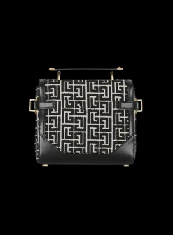 Women Balmain Bicolor Jacquard B-Buzz 23 Bag With Leather Panel