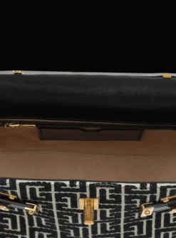 Women Balmain Bicolor Jacquard B-Buzz 23 Bag With Leather Panel