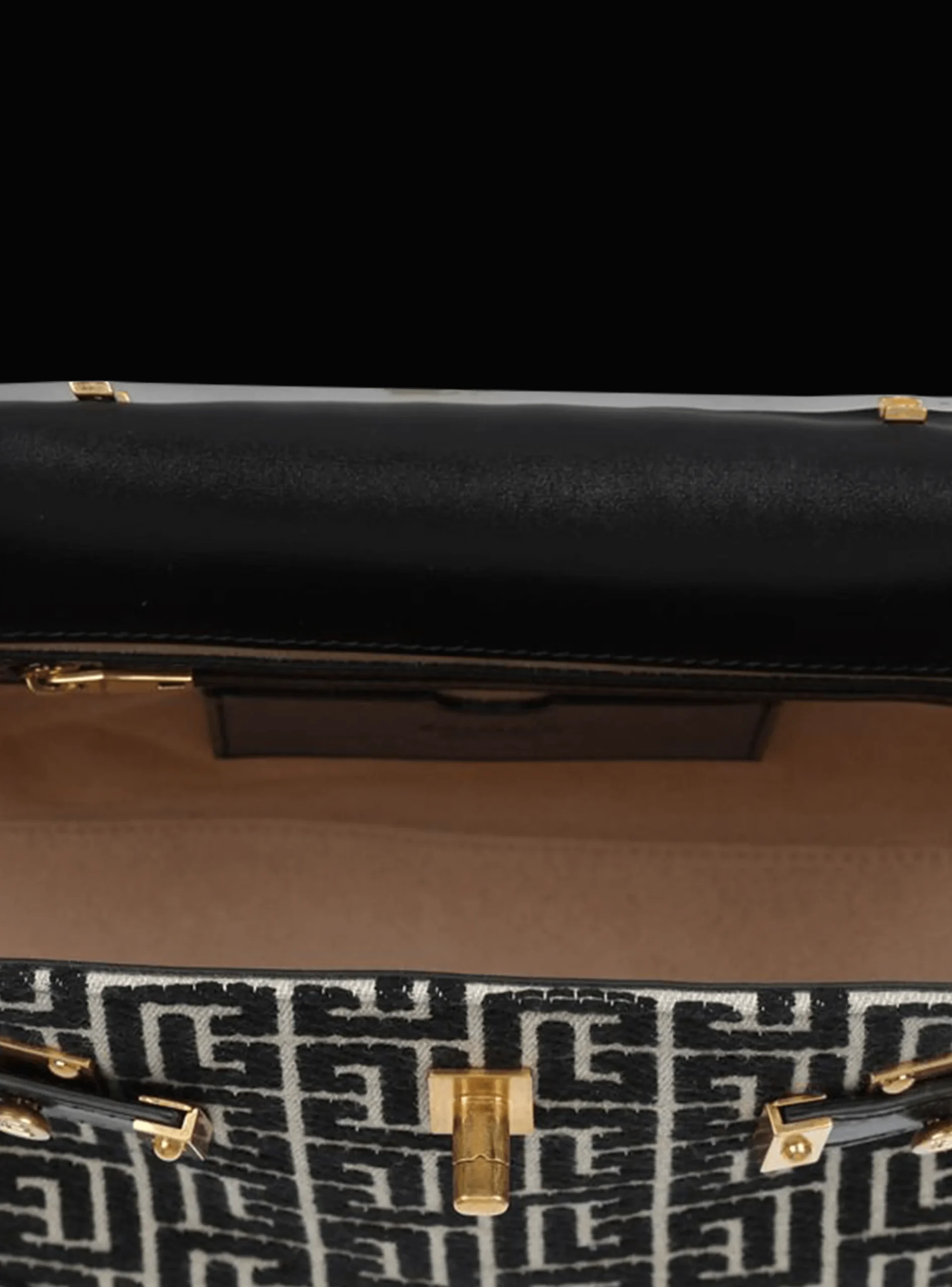 Women Balmain Bicolor Jacquard B-Buzz 23 Bag With Leather Panel