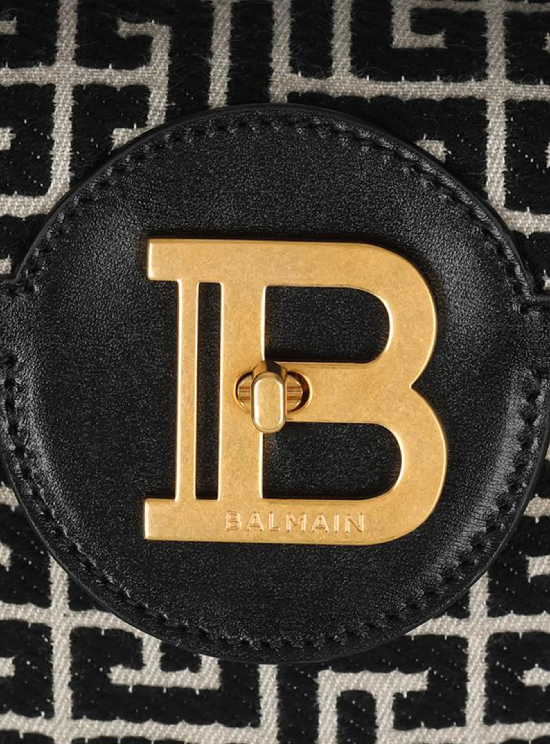 Women Balmain Bicolor Jacquard B-Buzz 23 Bag With Leather Panel